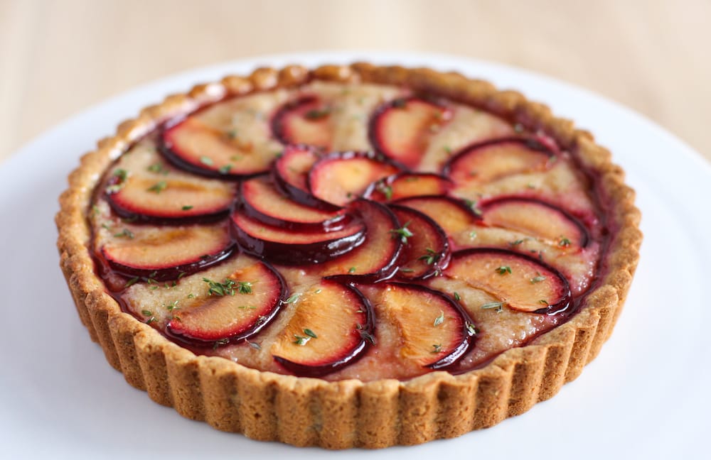 Gaia Tree's vegan plum almond frangipane with maple thyme glaze